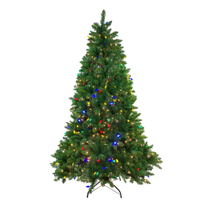 7.5' Pre-Lit Medium Huron Pine Artificial Christmas Tree - Dual Color LED Lights