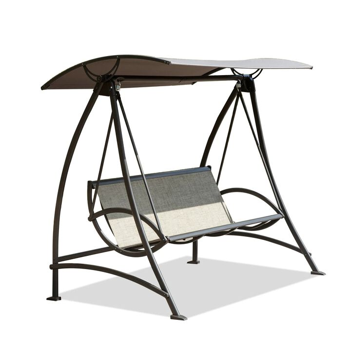 MONDAWE Patio Swing Chair with Adjustable Canopy and Durable Steel Frame Porch Swing Glider for Garden Deck Backyard
