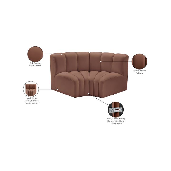 Meridian Furniture Arc Cognac Vegan Leather Modular Sofa