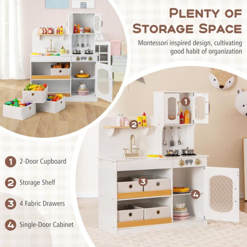 Hivvago Kids Kitchen Playset with Cooking Accessories and Toy Cuttable Veggies