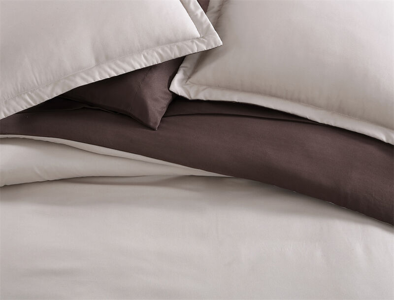 Chestnut Reversible 7 Piece bed in a bag Comforter Set Queen Khaki & Brown