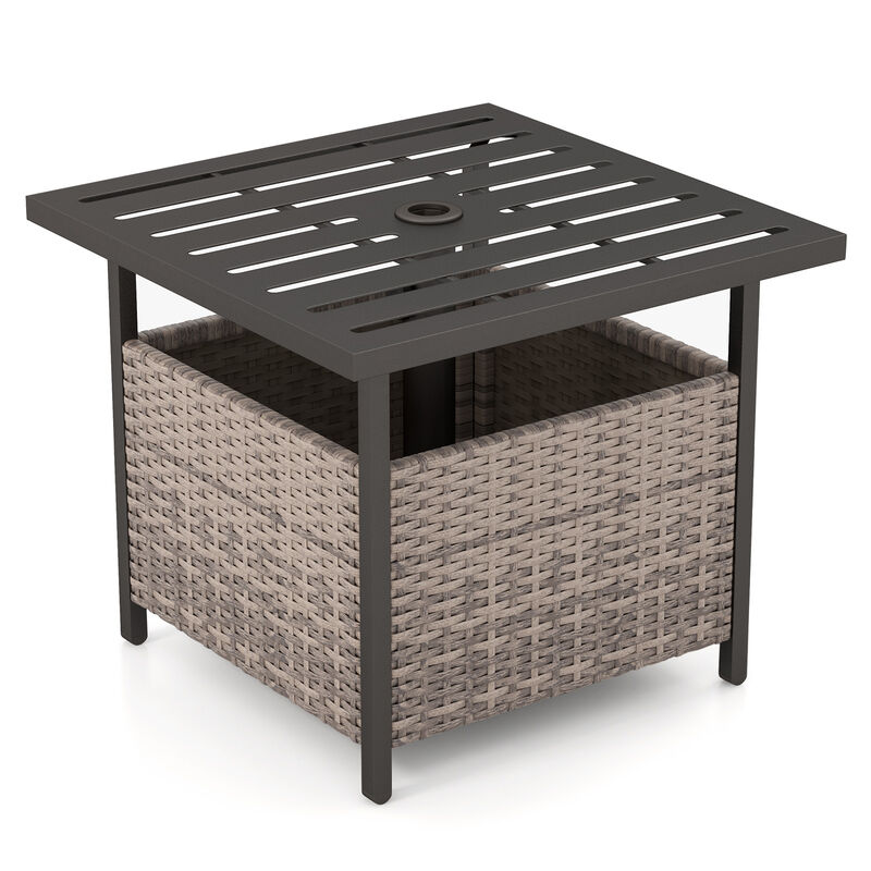 Outdoor Patio Rattan Wicker Steel Side Deck Table