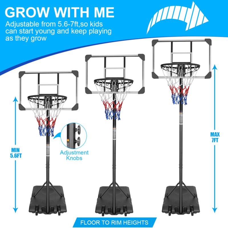 Wolvif 5.6-to-7ft Height Adjustable Portable Basketball Hoop image number 3