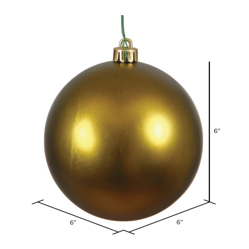 Vickerman 6" Olive Matte Ball Ornament, 4 per Bag image number 1