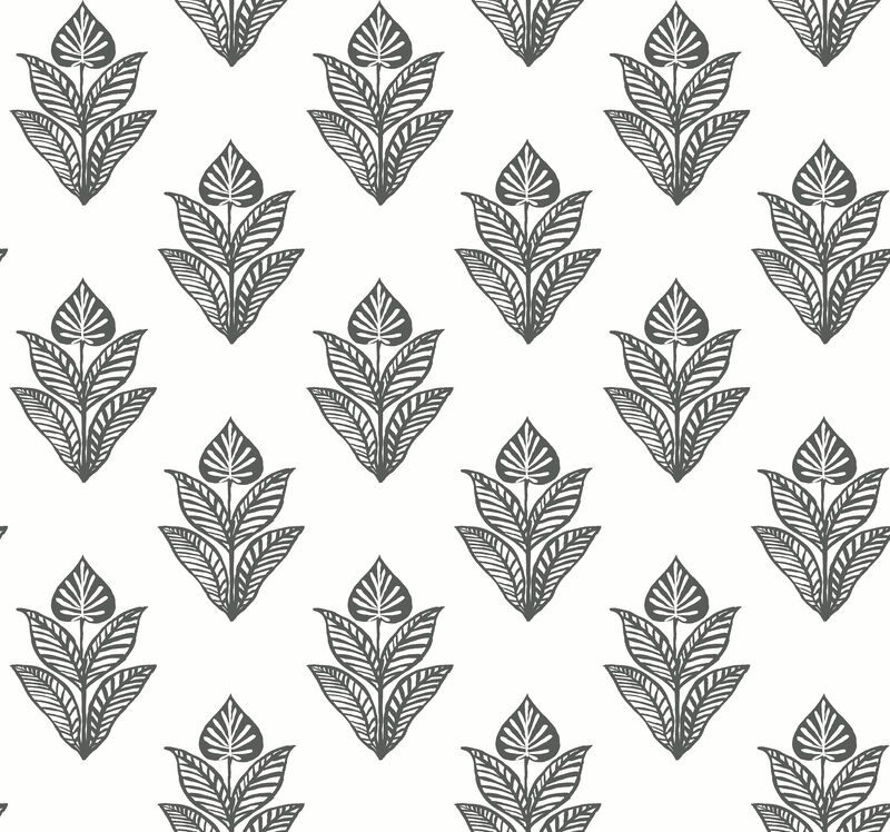 Lotus Motif Black & White Wallpaper image number 0