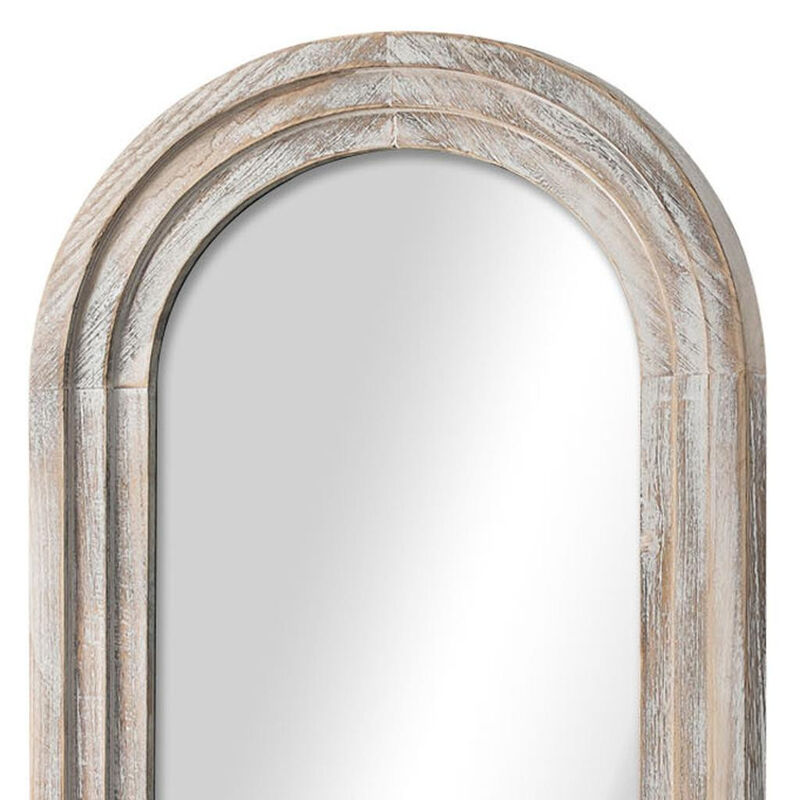 HomeRoots 64" White Solid Wood Arch Framed Full Length Mirror image number 4