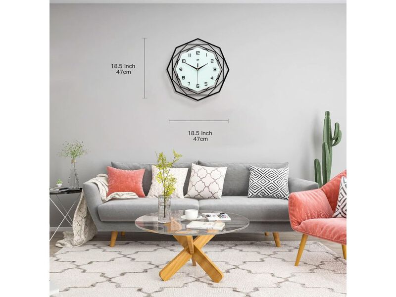 18 Inch Large Modern Wall Clock - Battery Operated Black Decor for Home & Office image number 1