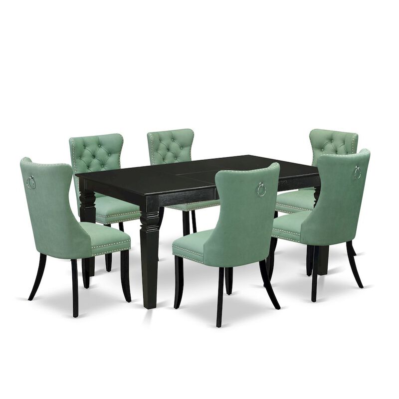 7 Piece Dining Set Consists of a Rectangle Kitchen Table with Butterfly Leaf