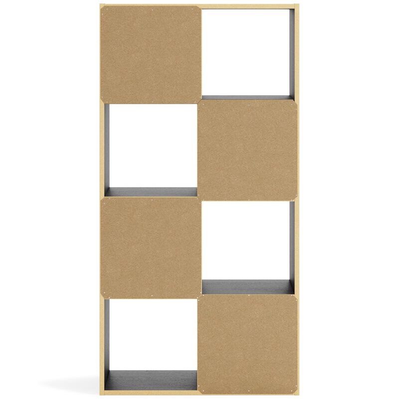 Zayla 48 Inch Tall Wood Bookcase Organizer, 8 Cube Compartments, Black-Benzara