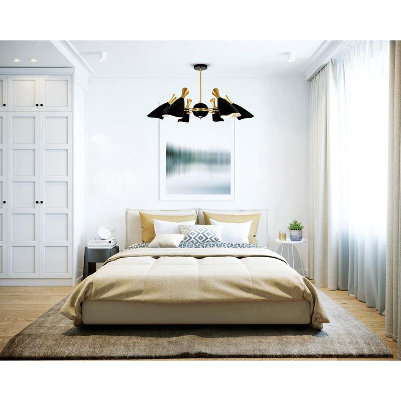 Rolin 12 Light Down Chandelier With Matte Black & Satin Gold Finish