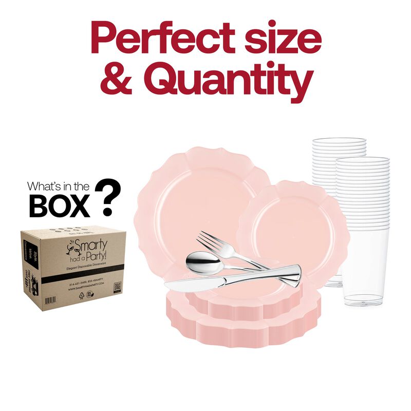 Pearl Pink Round Lotus Plastic Wedding Value Set (120 Sets) image number 3