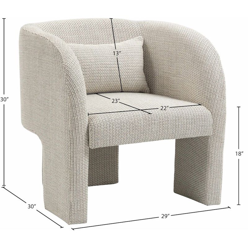 Meridian Furniture Sawyer Cream Weaved Polyester Fabric Accent Chair