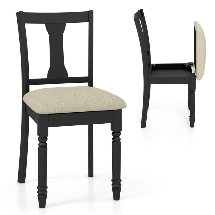 Kitchen Dining Chair with Linen Fabric and Storage Space