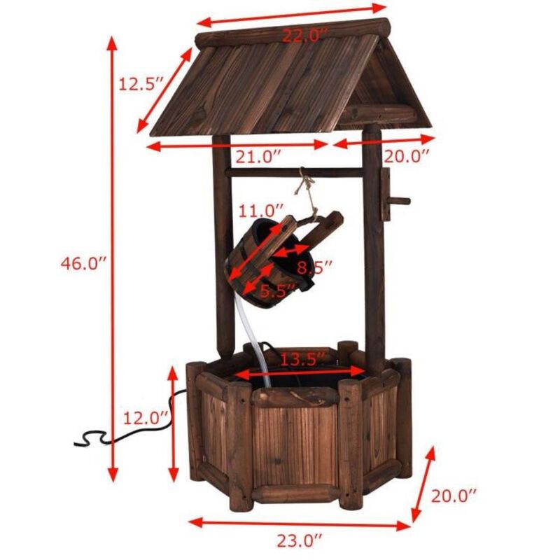 Outdoor Patio Garden Wishing Well Water Fountain with Pump for Charming Water Flow and Tranquil Garden Ambiance