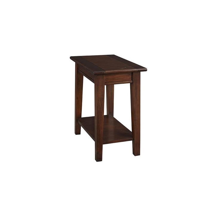 Cherry Brown Chairside Table with Shelf, Belen Kox