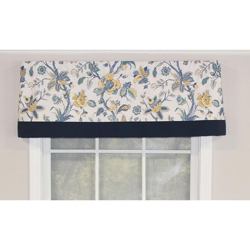 RLF Home Gianna Banded Valance Red. 3" Rod Pocket, Contrast bottom banding. 50"W x 16"L