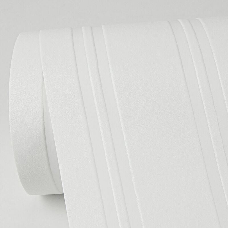 Elliott White Paintble Stripe Wallpaper (Double Roll) image number 3