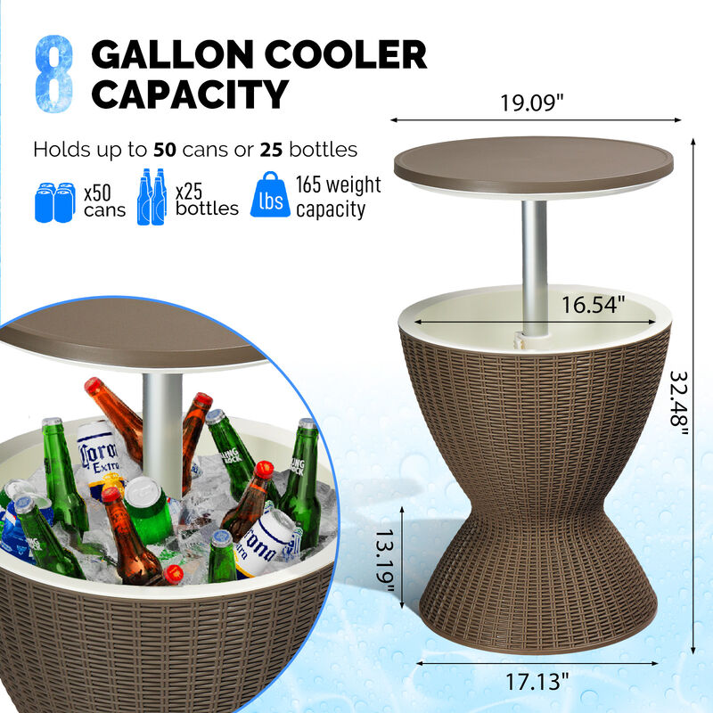 Outdoor Ice Bar Table &ndash; 8-Gallon Cooler Table for Patio, Deck, and Backyard image number 1