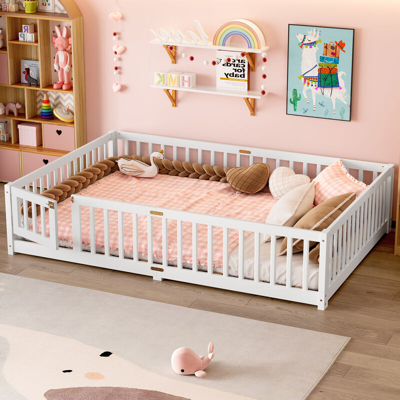 Merax Queen Size Kids Floor Bed &ndash; Safe, Versatile & Independence-Building Design image number 3