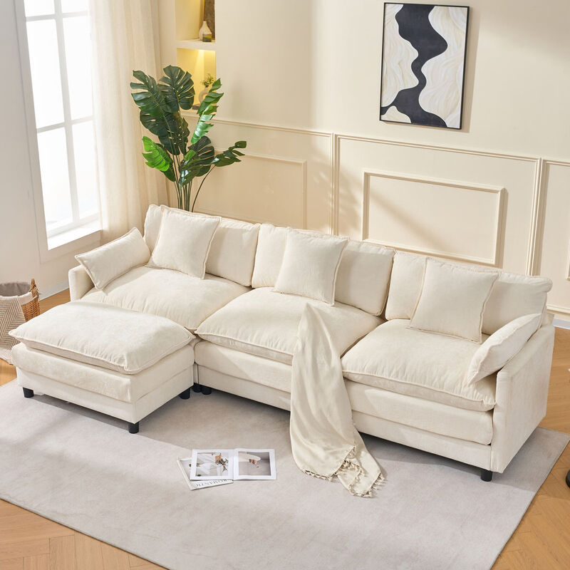 Envelor Modern L-Shaped Modular Chenille Sectional Sofa image number 2