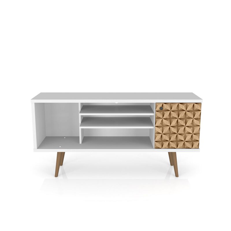 Liberty Medium TV Stand in White and Brown Pattern