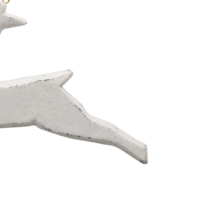 Handmade Paper Mache Deer Ornament, White image number 3