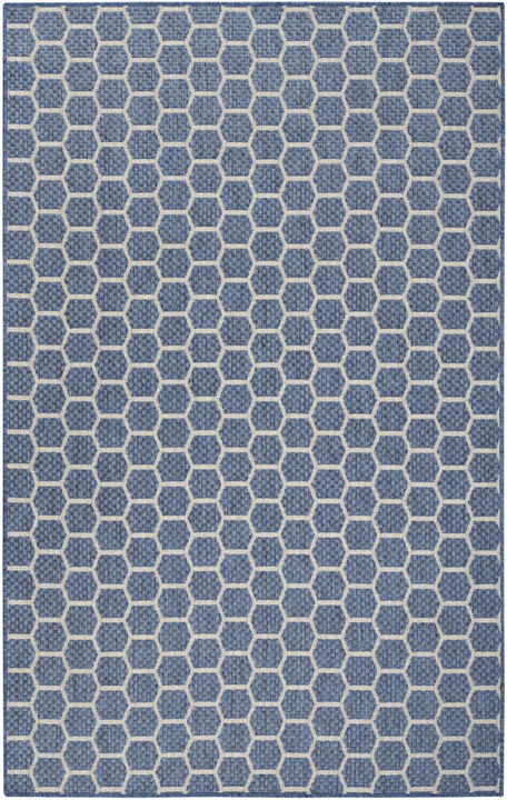 HomeRoots 4' X 6' Blue And Ivory Geometric Indoor Outdoor Area Rug