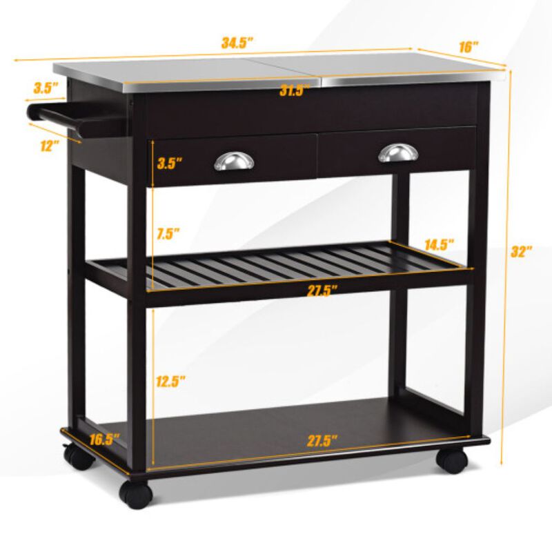 Rolling Kitchen Island Trolley Cart with Drawers