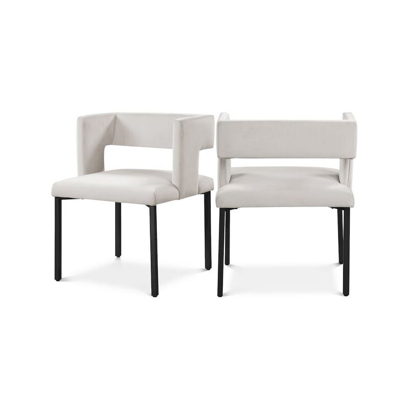 Meridian Furniture Caleb Cream Velvet Dining Chair, Set of 2