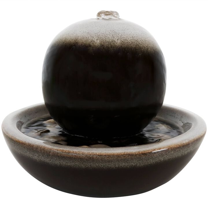 Sunnydaze Modern Orb Ceramic Indoor Water Fountain - 7 in