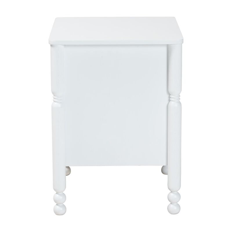 Baxton Studio Hoffman Nightstand - 2-Drawer Bedside Table with Scalloped Apron and Turned Legs for Bedroom, Walnut Brown image number 3