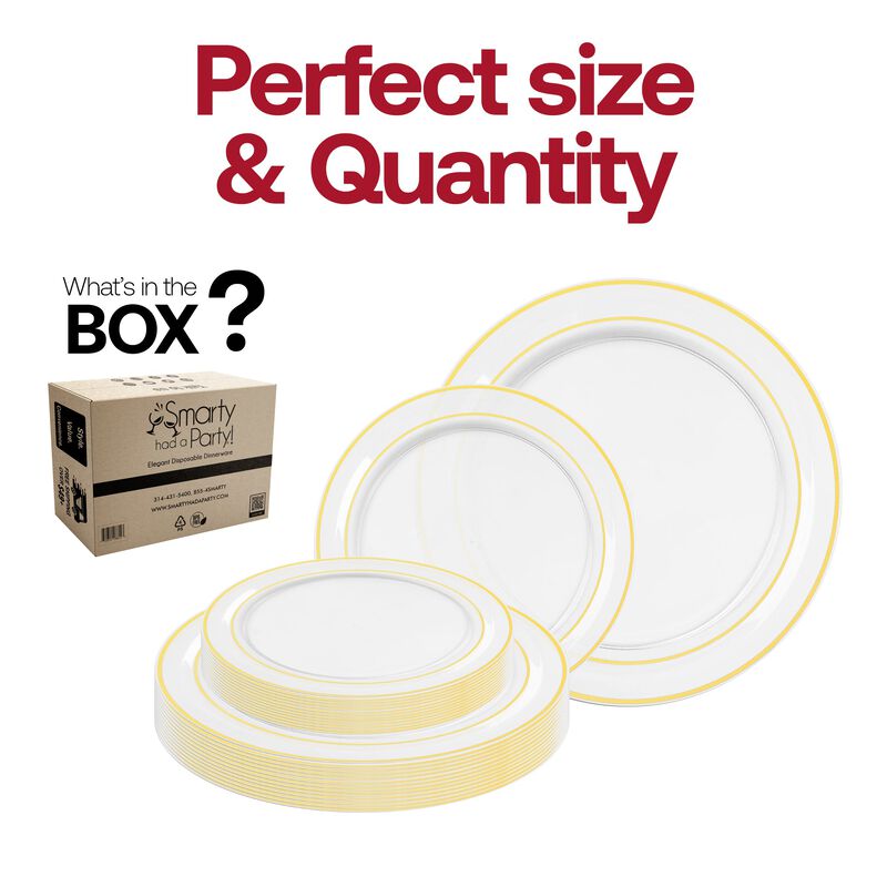 Clear with Gold Edge Rim Plastic Dinnerware Value Set (120 Sets) image number 4