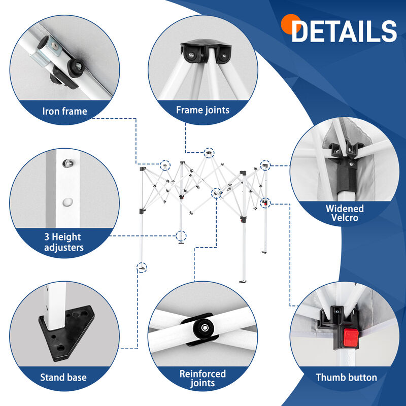 Instant Pop-Up Canopy with Slant Legs, Foldable Outdoor Tent for Patio & Camping