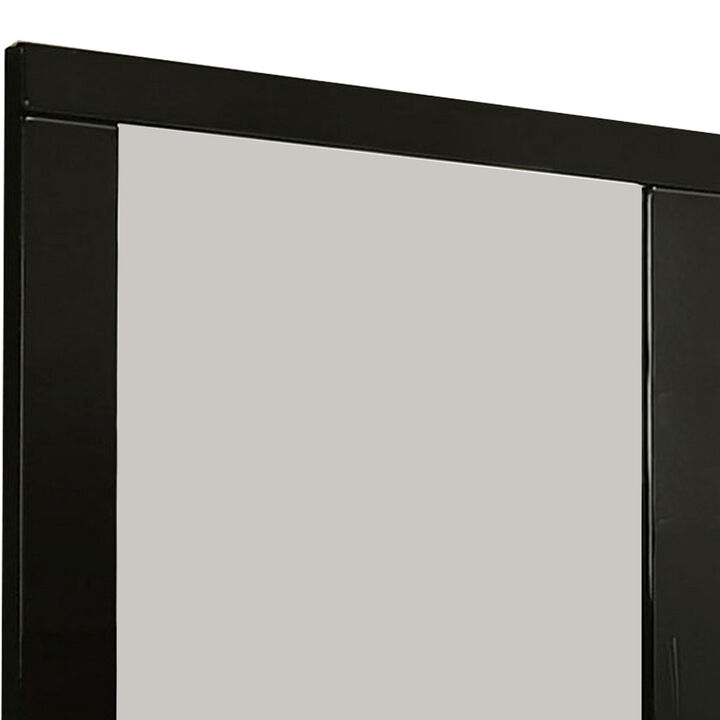 Cari 37 Inch Rectangular Mirror with Wooden Frame, Black