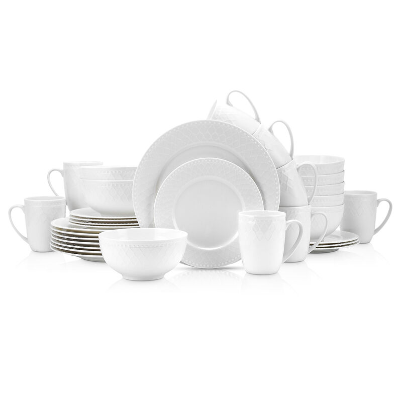 Stone Lain Alexandria Bone China 32 Piece Dinnerware Set, White