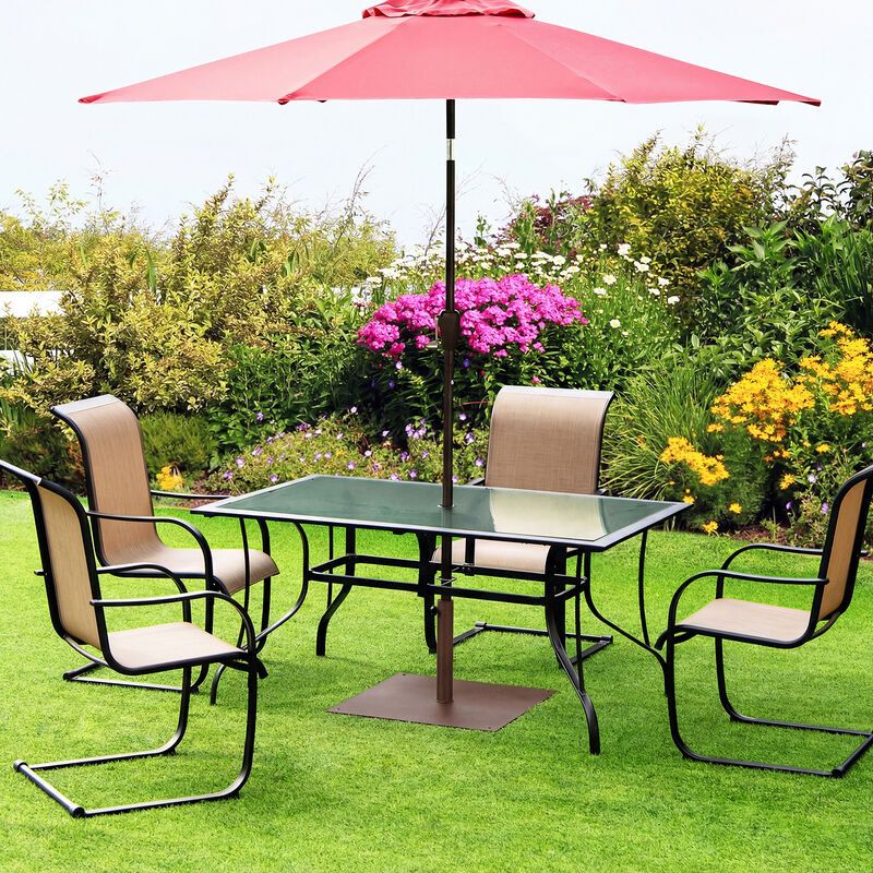 5 piece patio set with umbrella walmart Amazon.com: Arlopu 5 Piece Outdoor Patio Dining Set (Umbrella not  Included), Porch Furniture with 4 Textline Chairs, 1 Square Glass Table for  Garden, Backyard and Poolside, Lawn (Blue) : Patio, Lawn & Garden