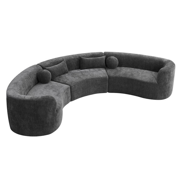Merax Modular Sectional Sofa with Tool-Free Vacuum Compression, Chenille Fabric