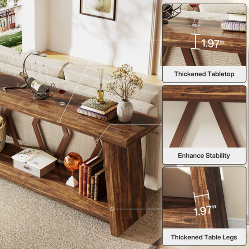 70.86-Inch Sofa Console Table with Storage for Living Room