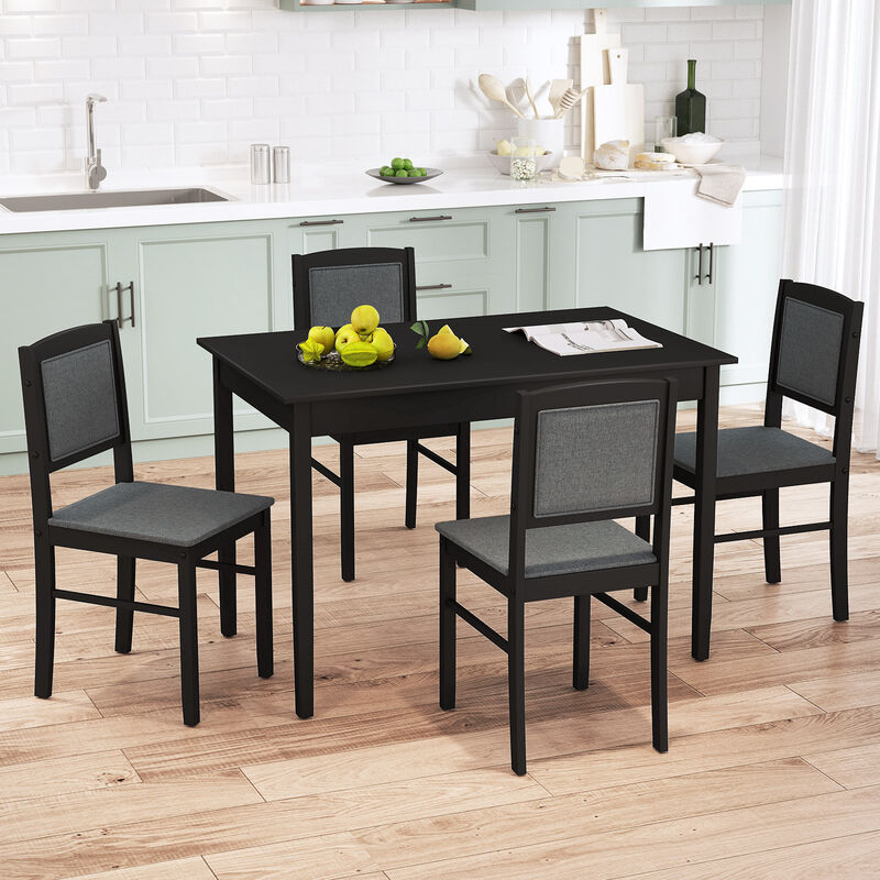 Wooden 5-Piece Kitchen Table Set for 4 with Durable Rubber Wood Legs
