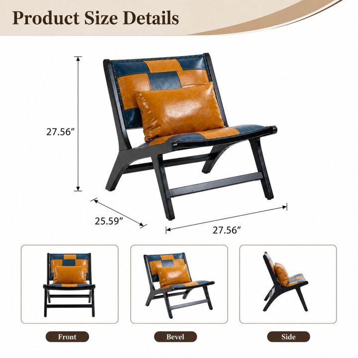 GOODSILO Modern Boho Mid-Century Lounge Accent Chair for Living Room, Bedroom Indoor & Covered Outdoor Use with Solid Wood Frame