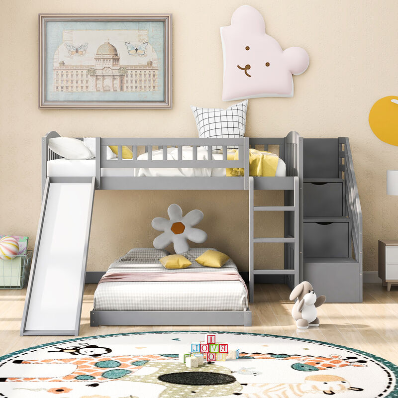 Merax Bunk Bed with Two Drawers and Slide image number 1