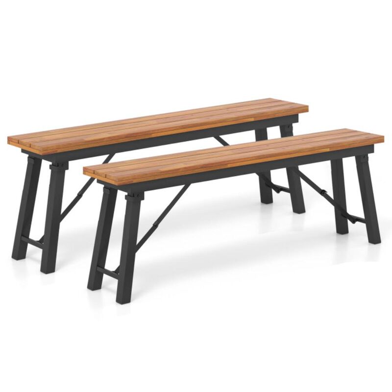 Hivvago Folding Picnic Bench Set Rectangular Acacia Wood Dining Camping BBQ Benches