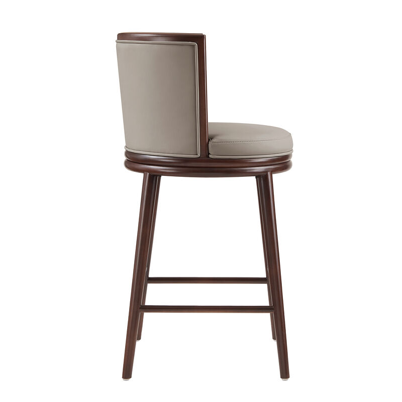 Evalyn Gray Leather Bar Stools (Set of 2)