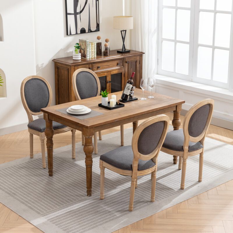 Whisen French Style Dining Chair, Solid Rubberwood Frame with Linen Upholstery, Armless Set of 2 for Living Room Kitchen image number 3