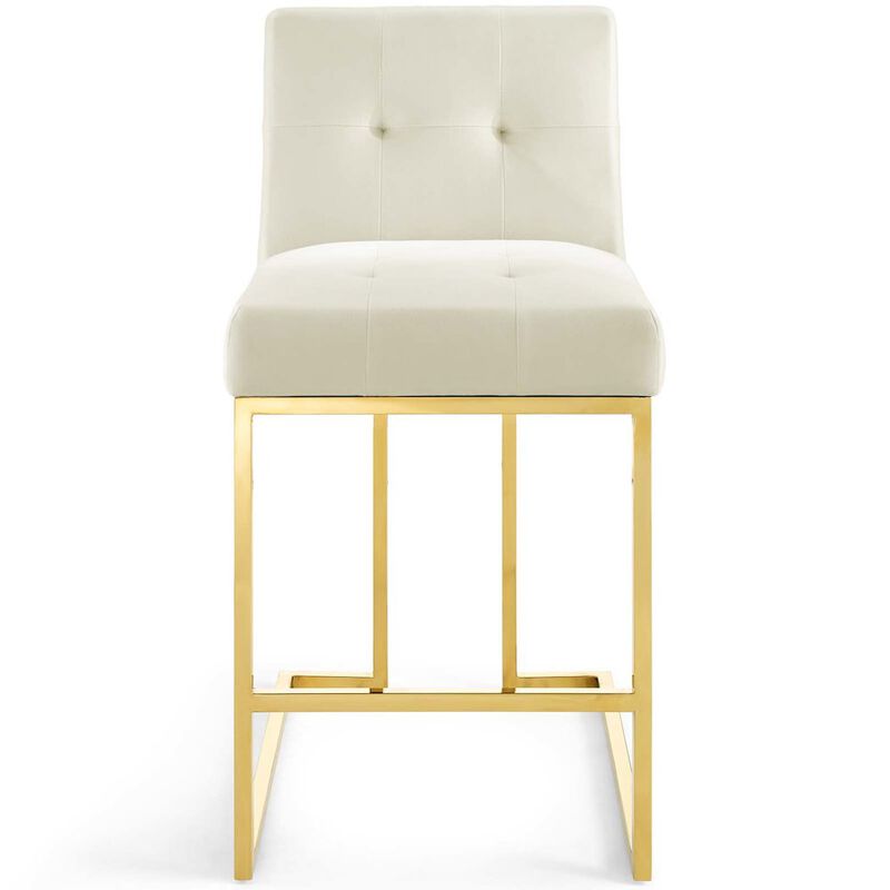 Privy Gold Stainless Steel Performance Velvet Counter Stool image number 3