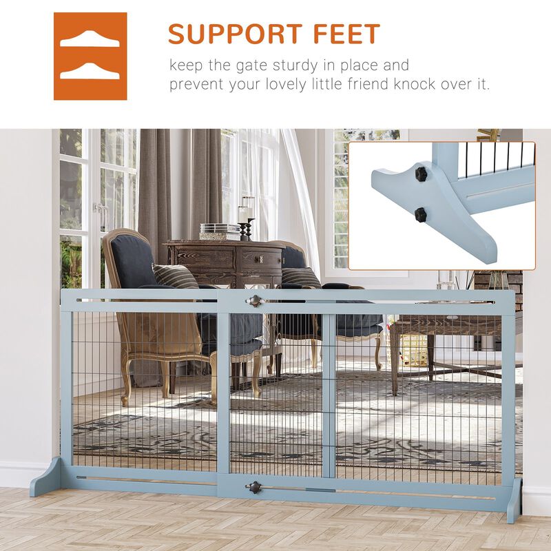 Blue Gray Pet Barrier: 72"W x 27.25"H Freestanding Adjustable Gate image number 5