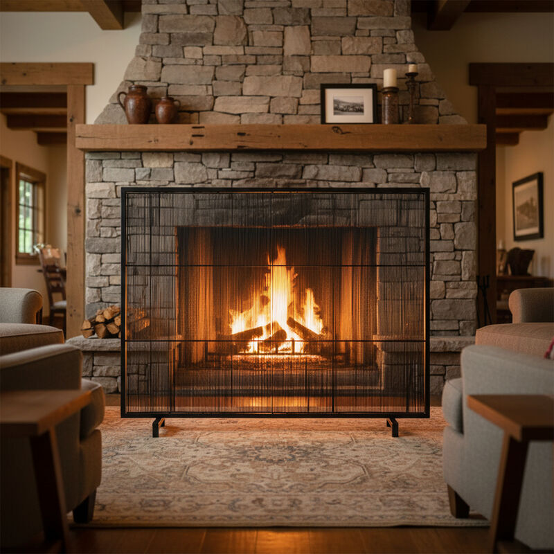 Christopher Knight Home Shanice Modern Rectangular Metal Single Panel Fireplace Screen image number 1