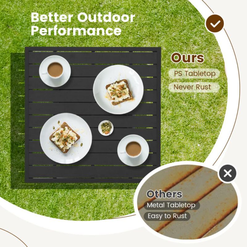 Hivvago 5 Pieces Outdoor Wicker Bar Table Set with Hidden Storage Shelves