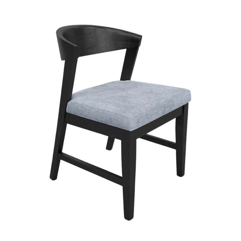 Vecy Side Chair Set of 2, Gray Fabric Seat, Curved Back, Vintage Black image number 0