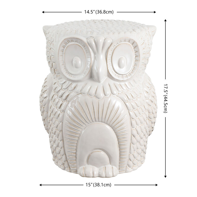 Millie 17.5" Classic Vintage Ceramic Indoor/Outdoor Owl Garden Stool
